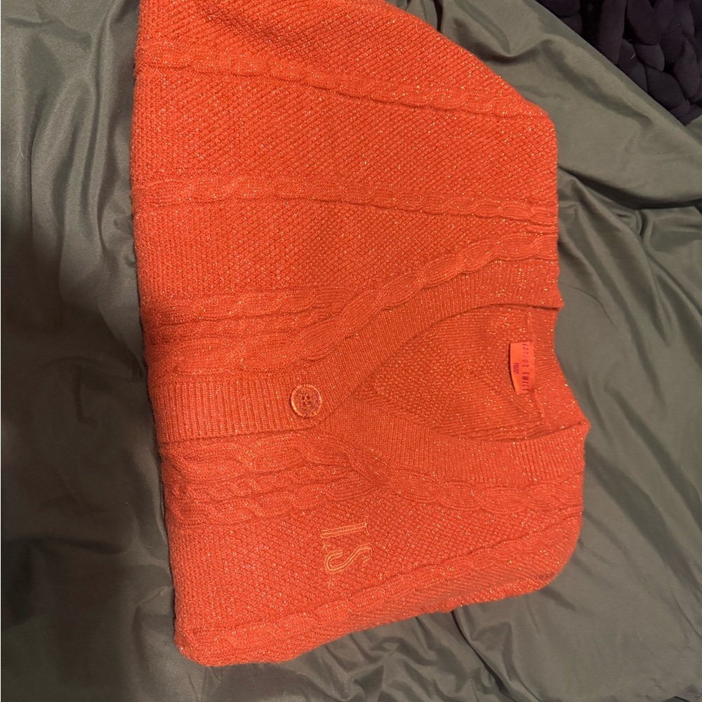 Taylor Swift LIFE OF A SHOWGIRL Orange Cable Knit Cardigan - Picture 3 of 4